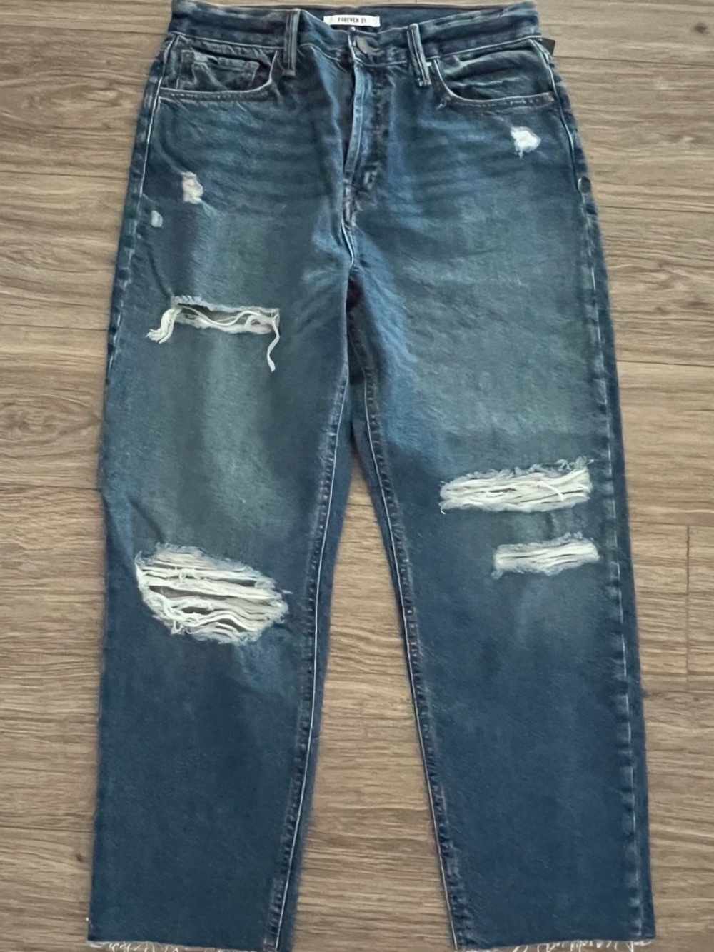 FOREVER 21 Distressed Denim Blue Jeans 28 NWT $30